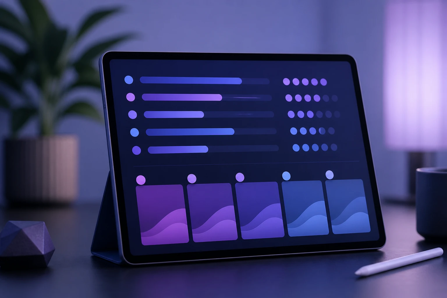 Analytics dashboard with category ratings and score bars